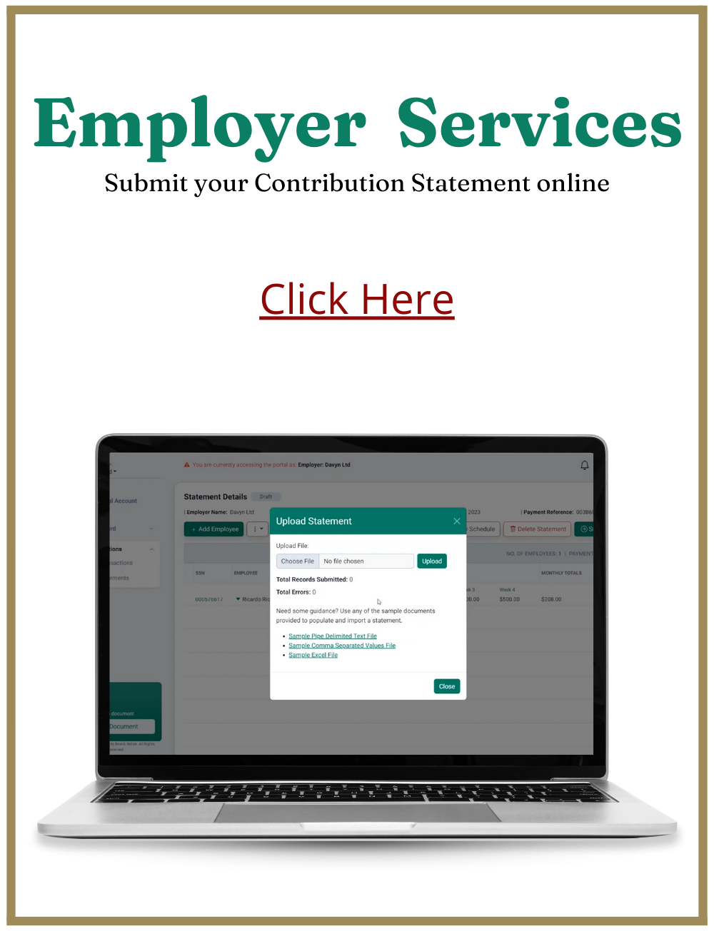 Online Employer Services 4 Social Security Board Belize