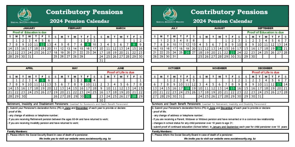 Social Security Calendar 2025 Belize Donny Genevra